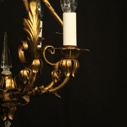 ITALIAN FLORENTINE 4 LIGHT GILDED BIRDCAGE CHANDELIER - ADDITIONAL PHOTO 3