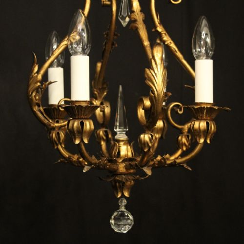 ITALIAN FLORENTINE 4 LIGHT GILDED BIRDCAGE CHANDELIER - ADDITIONAL PHOTO 4