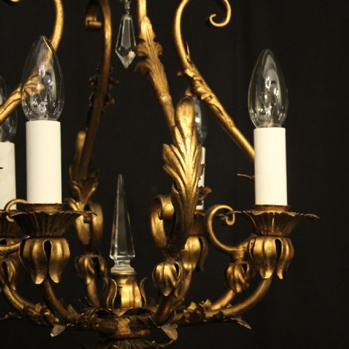 ITALIAN FLORENTINE 4 LIGHT GILDED BIRDCAGE CHANDELIER - ADDITIONAL PHOTO 5