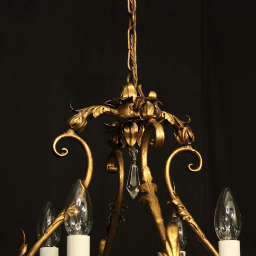 ITALIAN FLORENTINE 4 LIGHT GILDED BIRDCAGE CHANDELIER - ADDITIONAL PHOTO 6