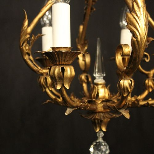 ITALIAN FLORENTINE 4 LIGHT GILDED BIRDCAGE CHANDELIER - ADDITIONAL PHOTO 7