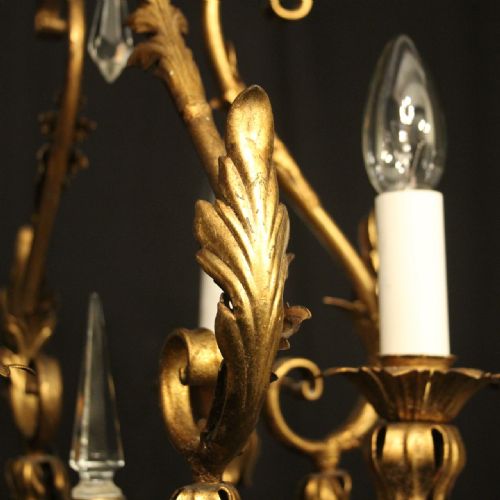 ITALIAN FLORENTINE 4 LIGHT GILDED BIRDCAGE CHANDELIER - ADDITIONAL PHOTO 8