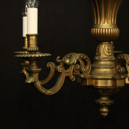 FRENCH GILDED BRONZE 6 LIGHT CHANDELIER - ADDITIONAL PHOTO 1