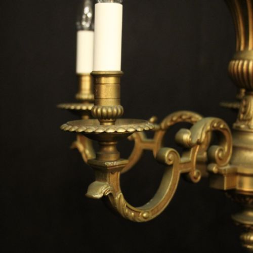 FRENCH GILDED BRONZE 6 LIGHT CHANDELIER - ADDITIONAL PHOTO 4