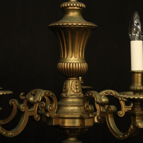 FRENCH GILDED BRONZE 6 LIGHT CHANDELIER - ADDITIONAL PHOTO 5
