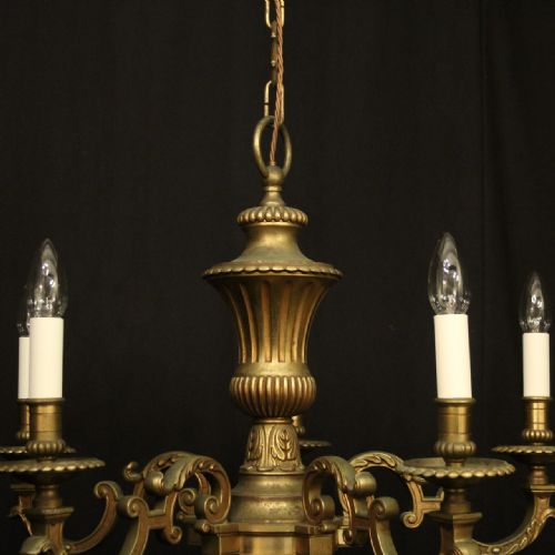 FRENCH GILDED BRONZE 6 LIGHT CHANDELIER - ADDITIONAL PHOTO 6