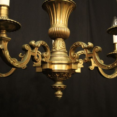 FRENCH GILDED BRONZE 6 LIGHT CHANDELIER - ADDITIONAL PHOTO 7