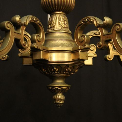 FRENCH GILDED BRONZE 6 LIGHT CHANDELIER - ADDITIONAL PHOTO 8
