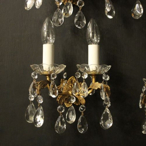 FRENCH SET OF 4 GILDED TWIN ARM WALL LIGHTS - ADDITIONAL PHOTO 1