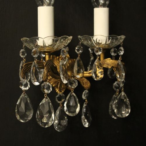 FRENCH SET OF 4 GILDED TWIN ARM WALL LIGHTS - ADDITIONAL PHOTO 2