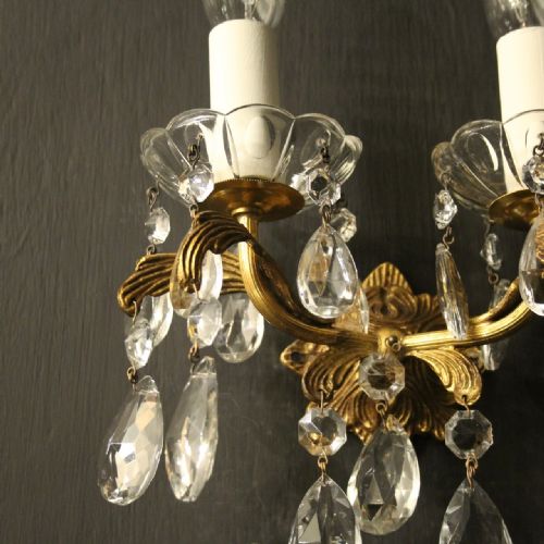 FRENCH SET OF 4 GILDED TWIN ARM WALL LIGHTS - ADDITIONAL PHOTO 3