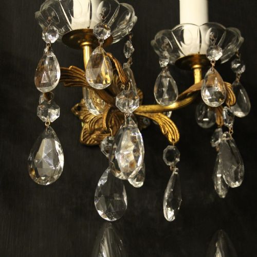 FRENCH SET OF 4 GILDED TWIN ARM WALL LIGHTS - ADDITIONAL PHOTO 6