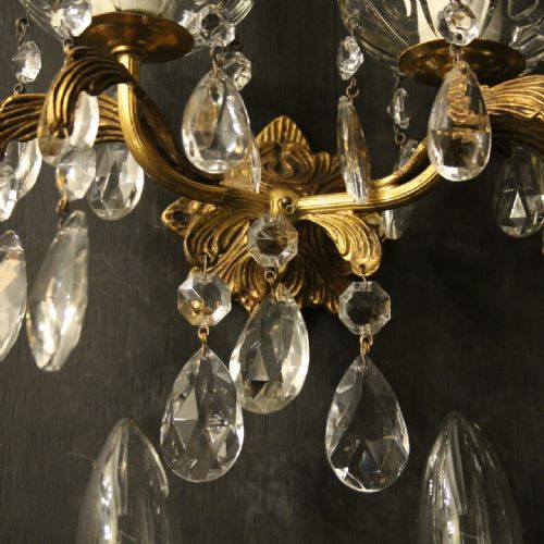FRENCH SET OF 4 GILDED TWIN ARM WALL LIGHTS - ADDITIONAL PHOTO 7