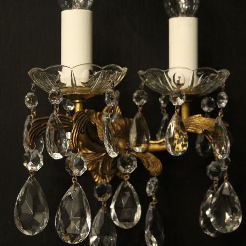 FRENCH SET OF 4 GILDED TWIN ARM WALL LIGHTS - ADDITIONAL PHOTO 8