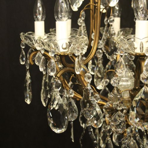FRENCH GILDED BRONZE 9 LIGHT ANTIQUE CRYSTAL CHANDELIER - ADDITIONAL PHOTO 5