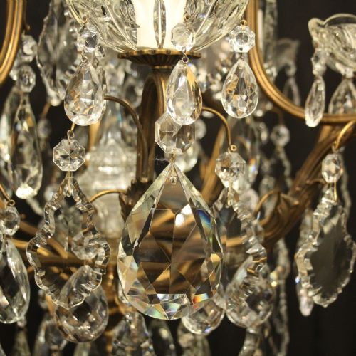 FRENCH GILDED BRONZE 9 LIGHT ANTIQUE CRYSTAL CHANDELIER - ADDITIONAL PHOTO 7