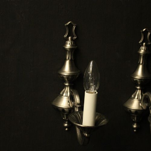 FRENCH PAIR OF SILVER GILDED WALL LIGHTS - ADDITIONAL PHOTO 3