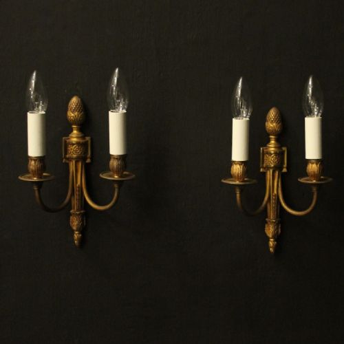 french pair of gilded bronze antique wall lights - CATEGORY: ANTIQUE LIGHTING - DATED 1920