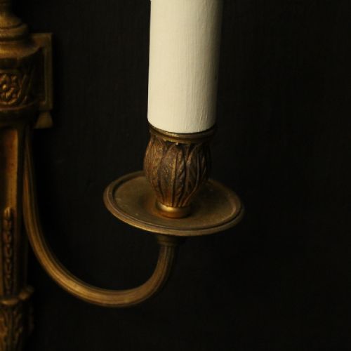 FRENCH PAIR OF GILDED BRONZE ANTIQUE WALL LIGHTS - ADDITIONAL PHOTO 4