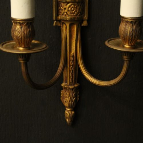 FRENCH PAIR OF GILDED BRONZE ANTIQUE WALL LIGHTS - ADDITIONAL PHOTO 5
