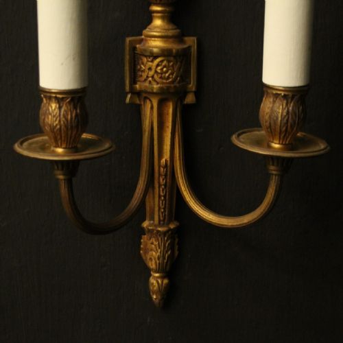 FRENCH PAIR OF GILDED BRONZE ANTIQUE WALL LIGHTS - ADDITIONAL PHOTO 6