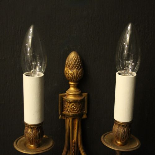 FRENCH PAIR OF GILDED BRONZE ANTIQUE WALL LIGHTS - ADDITIONAL PHOTO 7