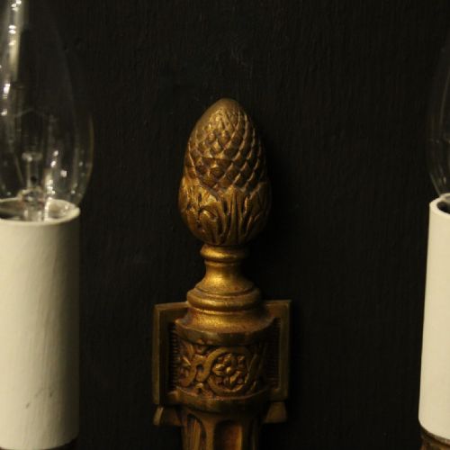 FRENCH PAIR OF GILDED BRONZE ANTIQUE WALL LIGHTS - ADDITIONAL PHOTO 8