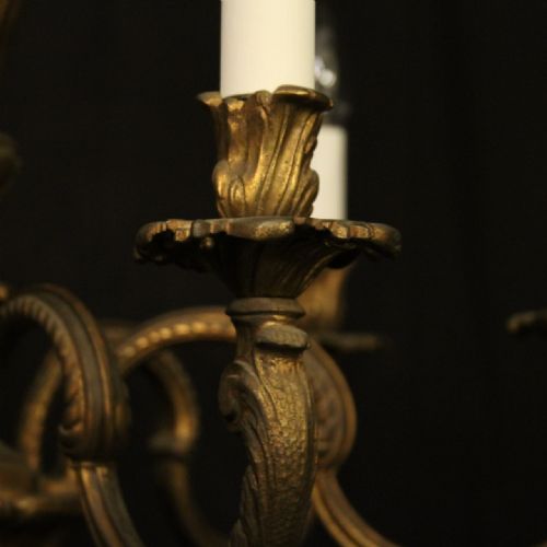 FRENCH GILDED BRONZE 6 LIGHT ANTIQUE CHANDELIER - ADDITIONAL PHOTO 4