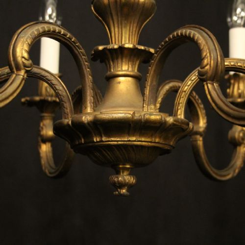 FRENCH GILDED BRONZE 6 LIGHT ANTIQUE CHANDELIER - ADDITIONAL PHOTO 6