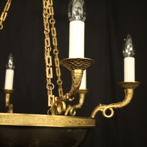 FRENCH BRONZE EMPIRE ANTIQUE CHANDELIER - ADDITIONAL PHOTO 2