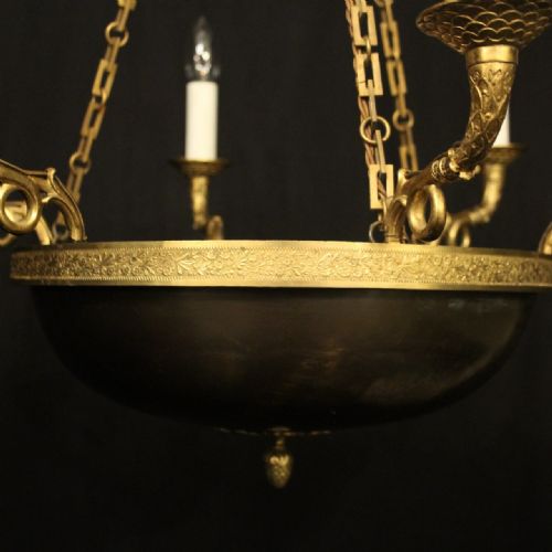 FRENCH BRONZE EMPIRE ANTIQUE CHANDELIER - ADDITIONAL PHOTO 3