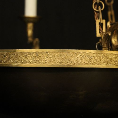 FRENCH BRONZE EMPIRE ANTIQUE CHANDELIER - ADDITIONAL PHOTO 4