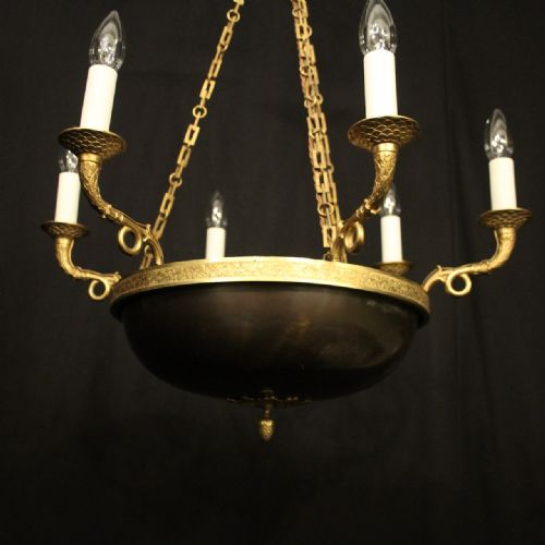 FRENCH BRONZE EMPIRE ANTIQUE CHANDELIER - ADDITIONAL PHOTO 5