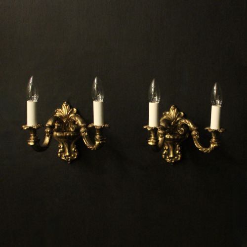 french pair of gilded bronze wall lights - CATEGORY: ANTIQUE LIGHTING - DATED 1930