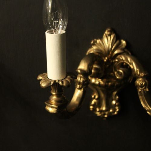 FRENCH PAIR OF GILDED BRONZE WALL LIGHTS - ADDITIONAL PHOTO 5
