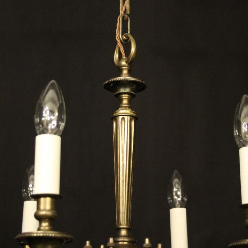 FRENCH OXIDISED BRASS 6 LIGHT ANTIQUE CHANDELIER - ADDITIONAL PHOTO 8
