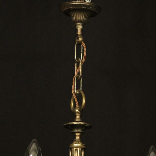 FRENCH OXIDISED BRASS 6 LIGHT ANTIQUE CHANDELIER - ADDITIONAL PHOTO 9