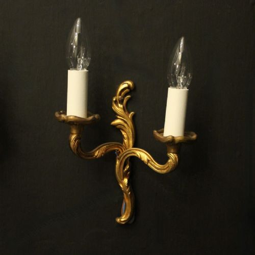 FRENCH SMALL PAIR OF GILDED ANTIQUE WALL LIGHTS - ADDITIONAL PHOTO 1