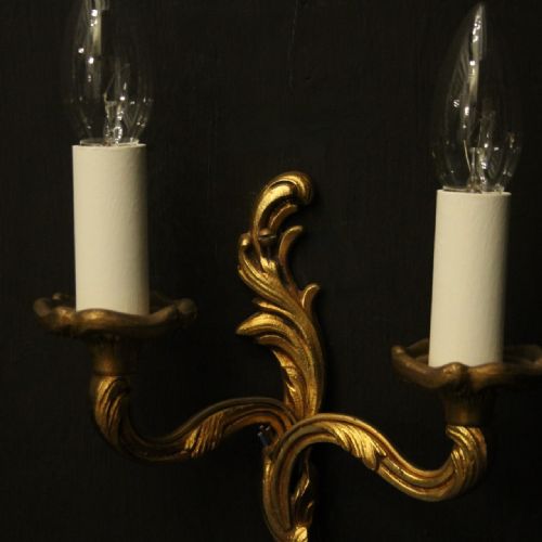 FRENCH SMALL PAIR OF GILDED ANTIQUE WALL LIGHTS - ADDITIONAL PHOTO 2