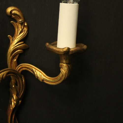 FRENCH SMALL PAIR OF GILDED ANTIQUE WALL LIGHTS - ADDITIONAL PHOTO 3