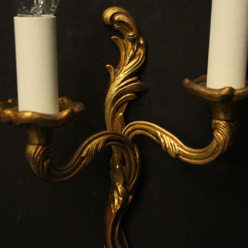 FRENCH SMALL PAIR OF GILDED ANTIQUE WALL LIGHTS - ADDITIONAL PHOTO 4