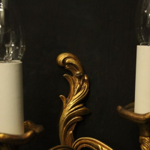 FRENCH SMALL PAIR OF GILDED ANTIQUE WALL LIGHTS - ADDITIONAL PHOTO 5