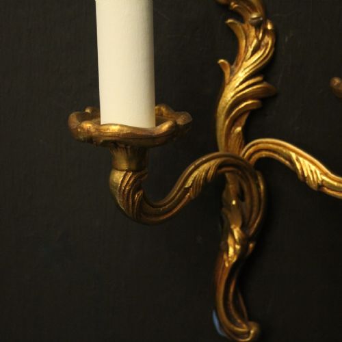 FRENCH SMALL PAIR OF GILDED ANTIQUE WALL LIGHTS - ADDITIONAL PHOTO 6
