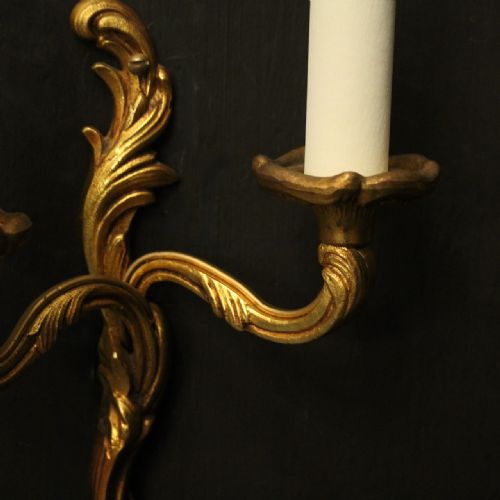 FRENCH SMALL PAIR OF GILDED ANTIQUE WALL LIGHTS - ADDITIONAL PHOTO 7