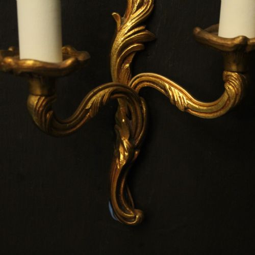FRENCH SMALL PAIR OF GILDED ANTIQUE WALL LIGHTS - ADDITIONAL PHOTO 8