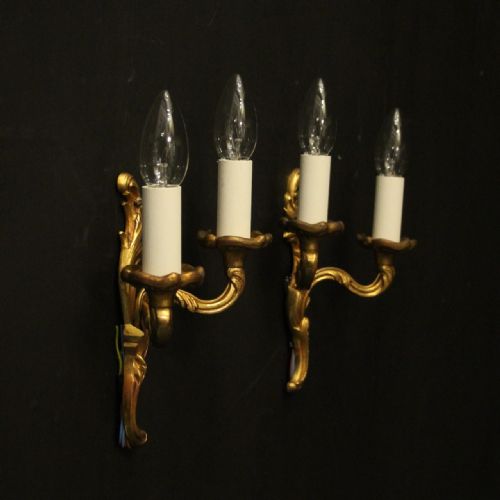 FRENCH SMALL PAIR OF GILDED ANTIQUE WALL LIGHTS - ADDITIONAL PHOTO 9