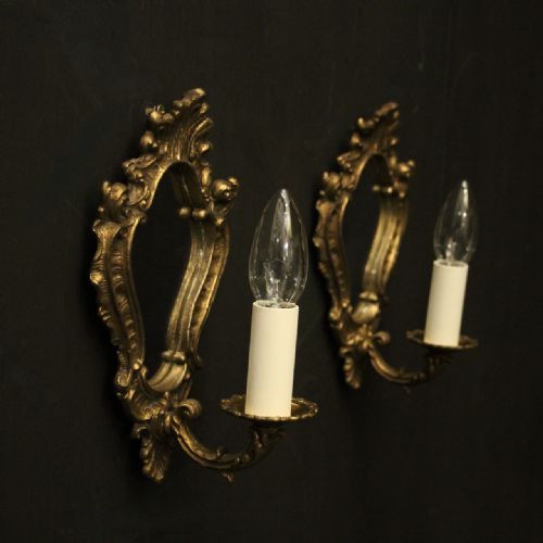 FRENCH PAIR OF GILDED SINGLE ARM GIRANDOLES - ADDITIONAL PHOTO 9