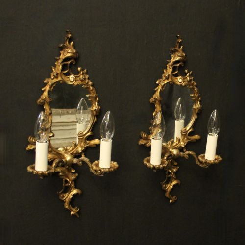 french pair of gilded bronze antique girandoles - CATEGORY: ANTIQUE LIGHTING - DATED 1920