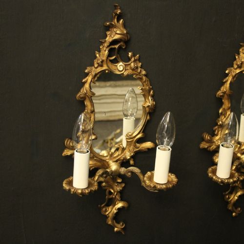 FRENCH PAIR OF GILDED BRONZE ANTIQUE GIRANDOLES - ADDITIONAL PHOTO 1