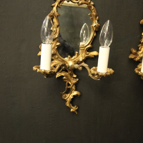 FRENCH PAIR OF GILDED BRONZE ANTIQUE GIRANDOLES - ADDITIONAL PHOTO 2
